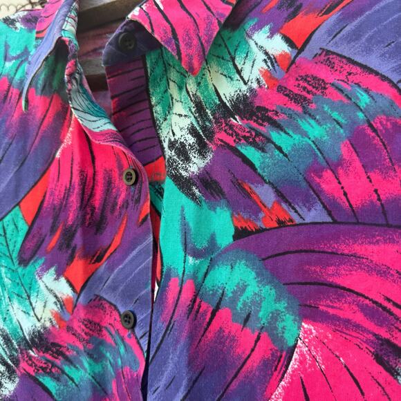 Vintage 90s Girls Roper Western Cowgirl Shirt Bold Brush Stroke Feather Size 14 - Picture 2 of 9